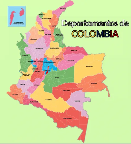 Departamentos y capitales de Colombia. - Ara blog