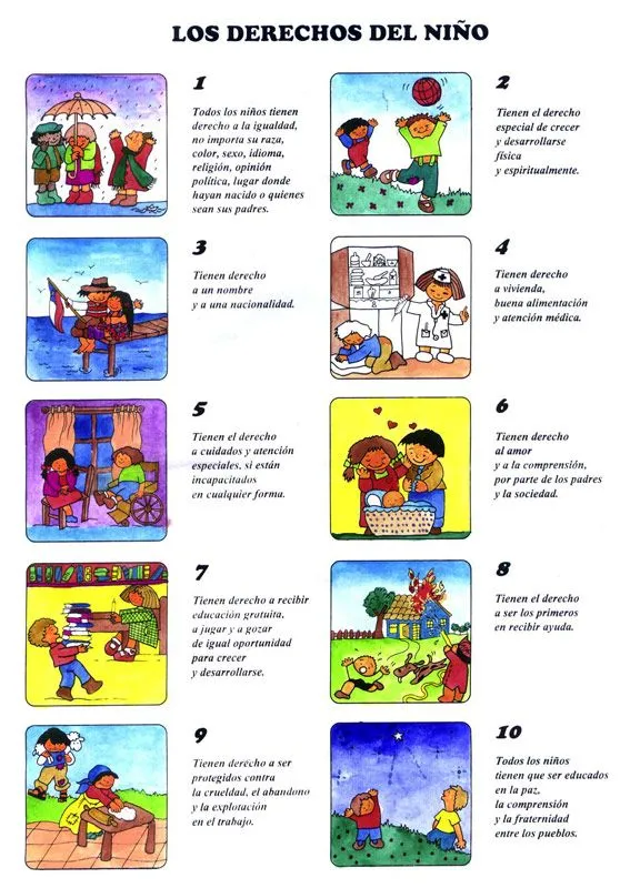Los 10 derechos del niño para niños - Imagui