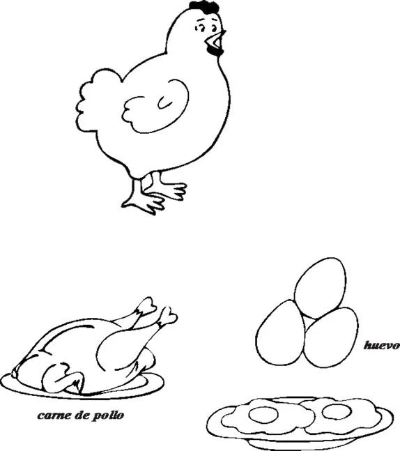 Productos derivados de la gallina para colorear - Imagui