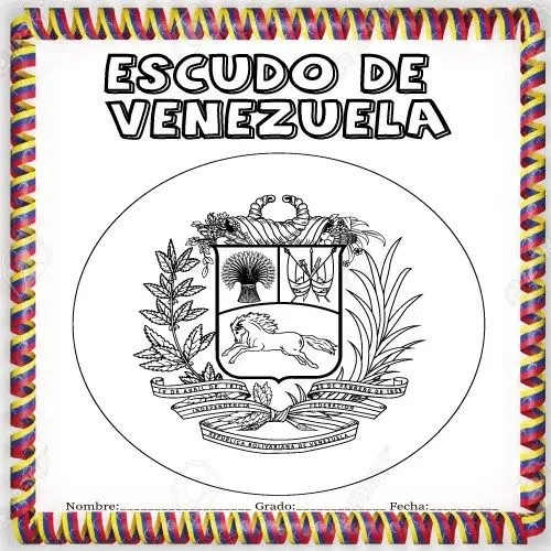 DESCARGA el Escudo nacional de Venezuela para colorear