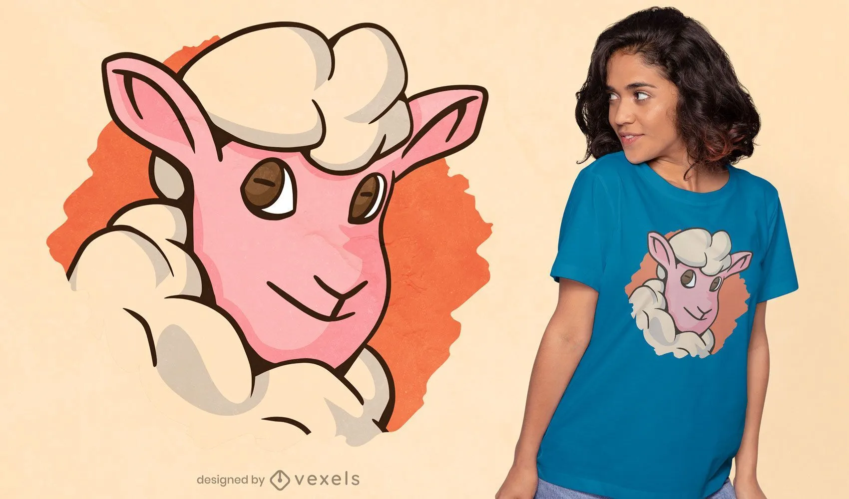 Descarga Vector De Diseño De Camiseta Linda Cara De Oveja