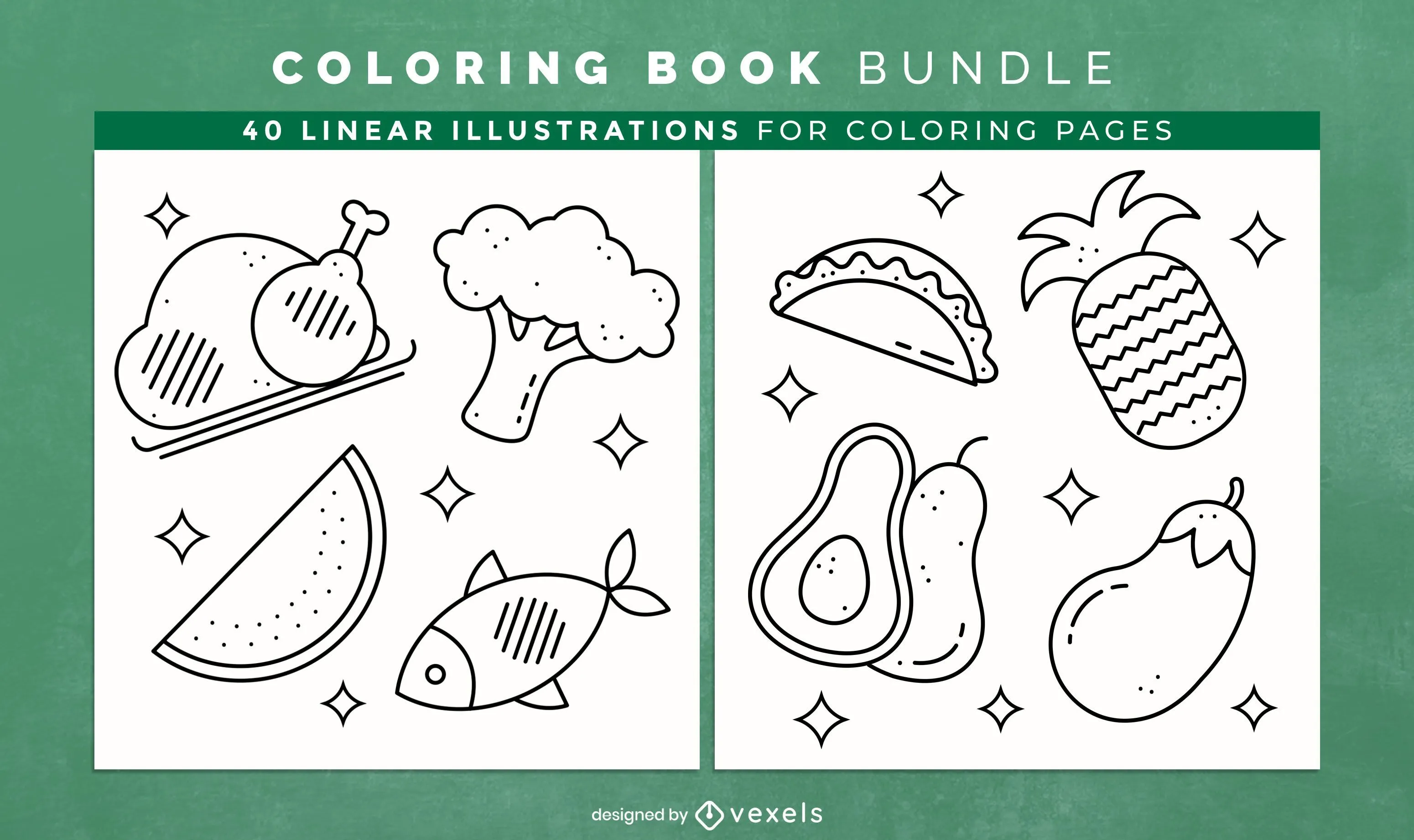 Descarga Vector De Diseño De Páginas De Libros Para Colorear De Alimentos  Simples