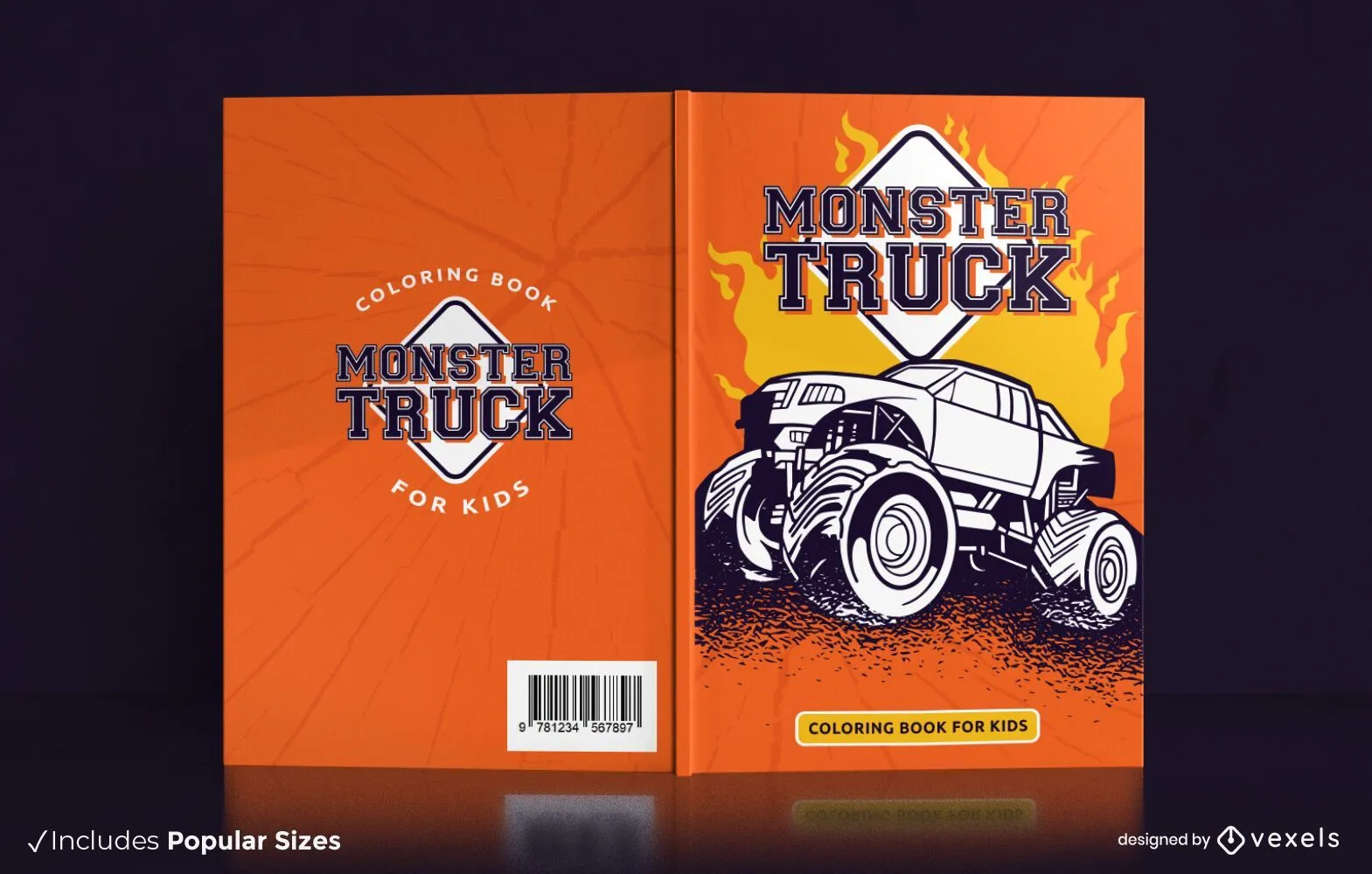 Descarga Vector De Diseño De Portada De Libro Para Colorear De Monster Truck