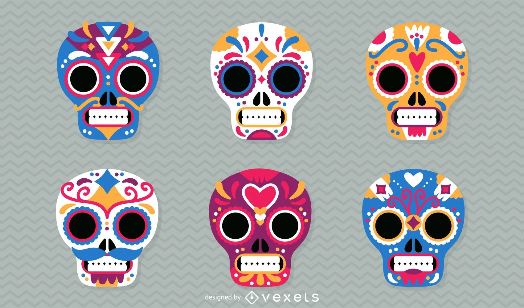 Descarga Vector De Ilustración De Calaveras Mexicanas Del Día De Muertos