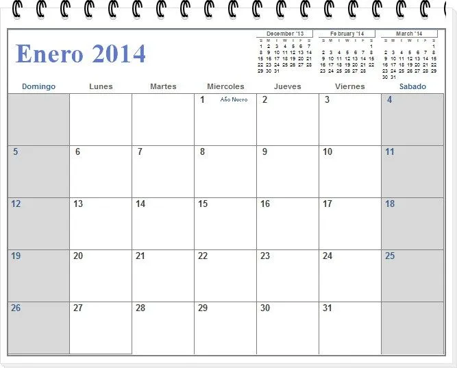 Imprimir calendario 2014 por meses - Imagui