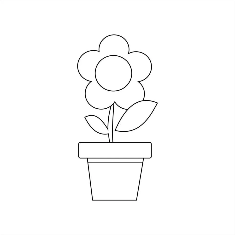 Descargar flores en macetas. hoja para colorear de flores simples. adecuado  para usar como elementos de… en 2023 | Flores simples, Hojas para colorear, Plantas  ornamentales