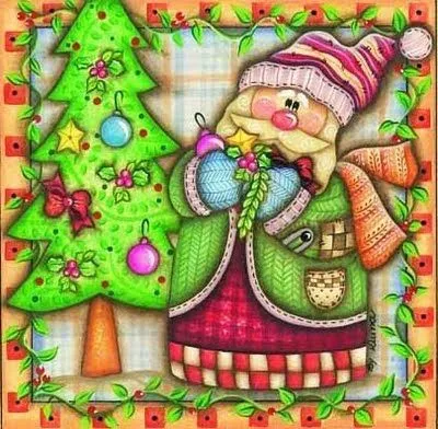Descargar gratis dibujo navideño de santa claus decorando el árbol ...