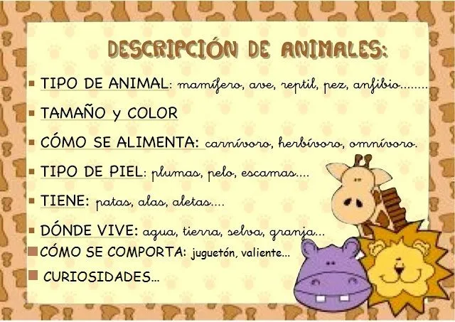 Animales con su descripcion en inglés - Imagui