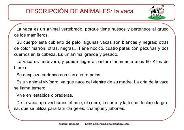 Descripciones de animales para niños - Imagui