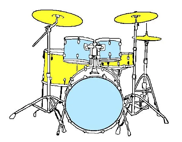 Desenho de Bateria de percussão pintado e colorido por Luleone o ...