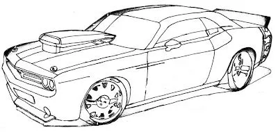 Desenho de carro para pintar, Dodge Challenge para imprimir e pintar