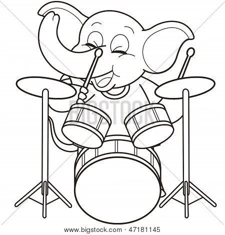 Desenho elefante tocar bateria Bancos de Vetores & Bancos de ...