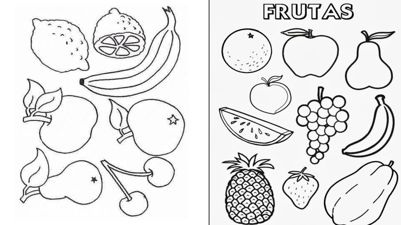 Desenho de frutas para colorir com moldes e imagens