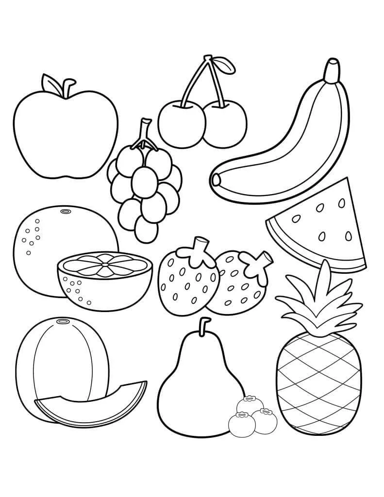 Desenho de frutas para colorir com moldes e imagens