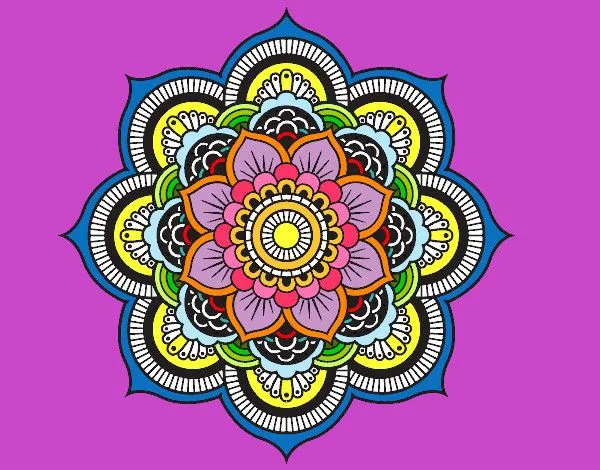 Desenho de Mandala flor oriental pintado e colorido por Luzearte o ...