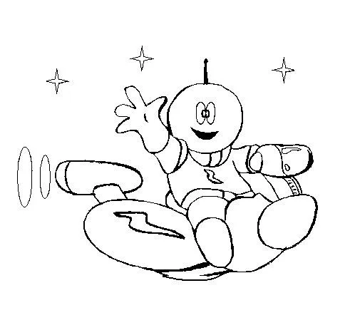 Desenho de Marciano numa moto espacial para Colorir - Colorir.com