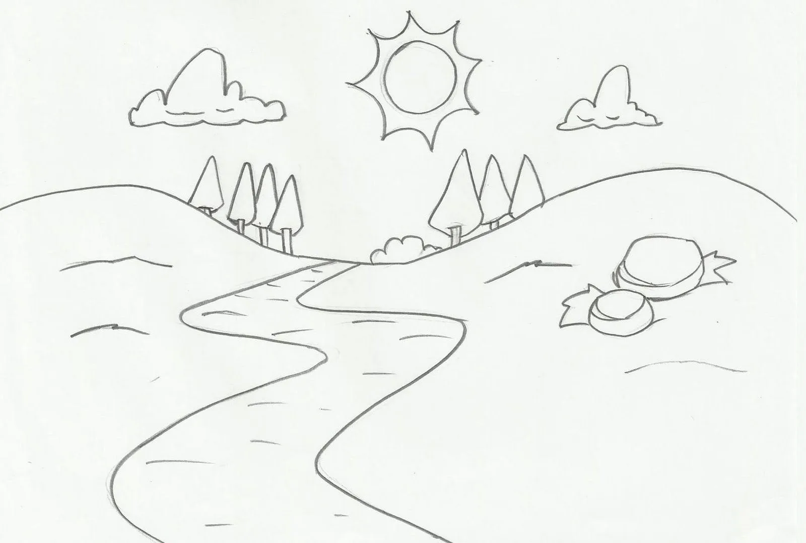 Desenho de paisagem para colorir - <center>Gifs e Desenhos</ Desenho de paisagem para colorir - <center>Gifs e Desenhos</