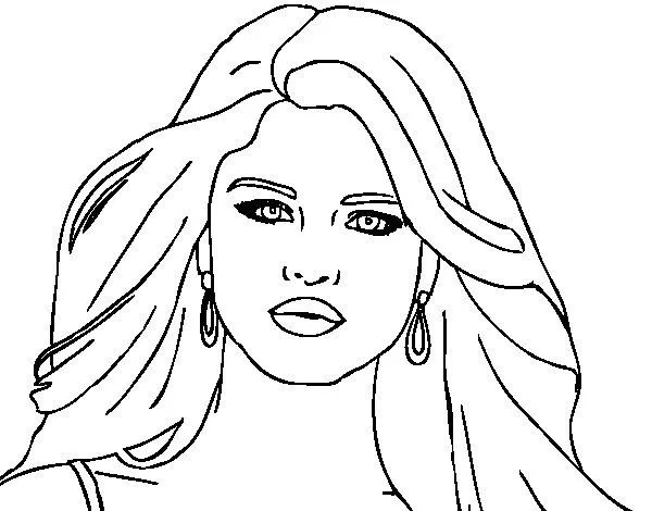 Desenho de Selena Gomez primeiro plano para Colorir - Colorir.com