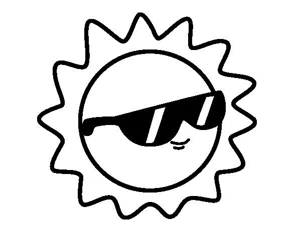 Desenho de Sol com óculos para Colorir - Colorir.com