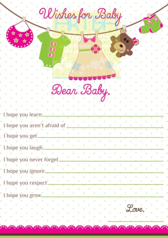 Deseos para bebé tarjeta chica Baby Shower por artisacreations