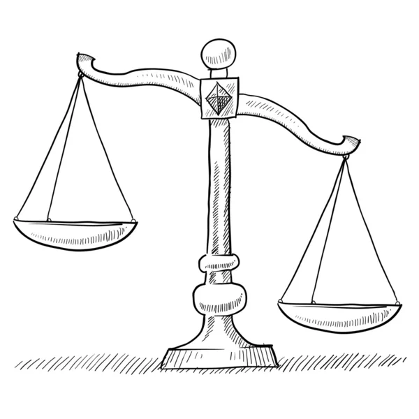 Desequilibrada balanza de justicia sketch — Vector stock ...
