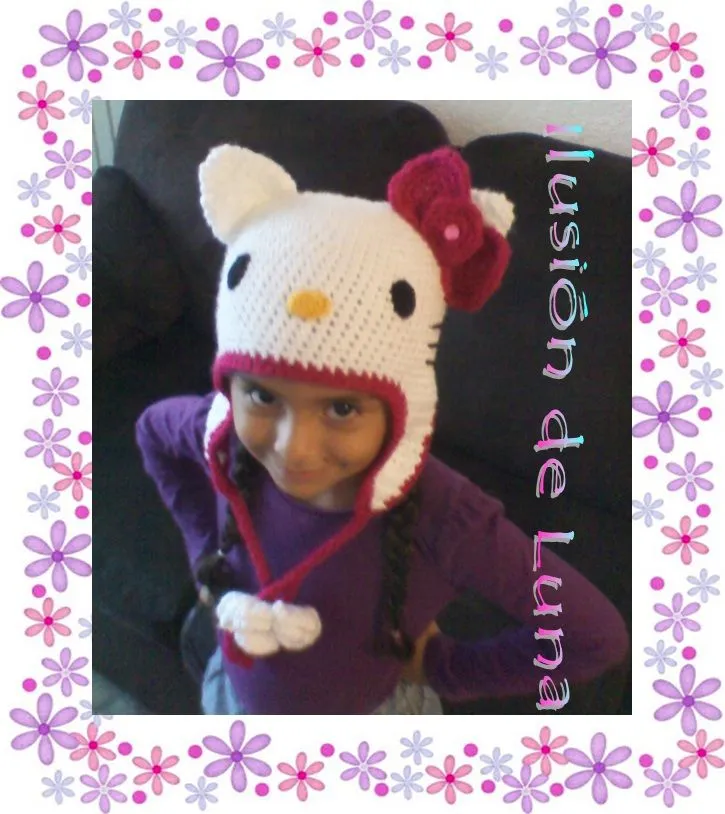 Detalles Ilusión de Luna: Gorro a crochet de Hello kitty