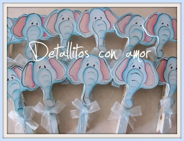 Detallitos para baby shower elefante con pinzas | PINZAS DE ROPA ...