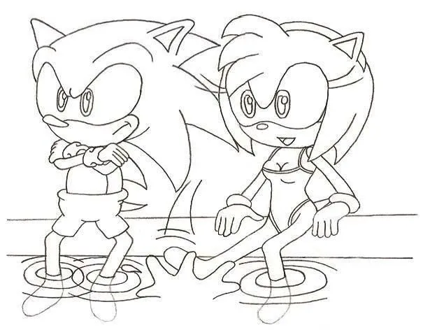 DeviantArt: More Like Sonic and Amy Uncolored by sonictopfan