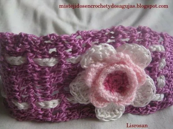 Diadema o Vincha de niña tejida a crochet con hilo algodón en ...