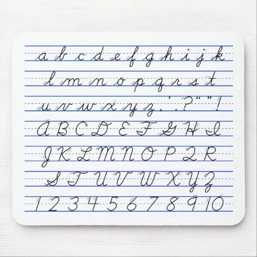 Diagrama del alfabeto inglés en escritura cursiva alfombrilla de ...