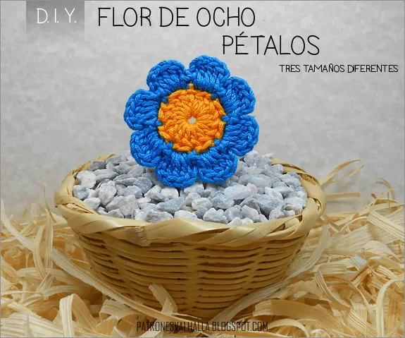 Diagrama: Flor de Ocho pétalos a Crochet | PATRONES VALHALLA ...