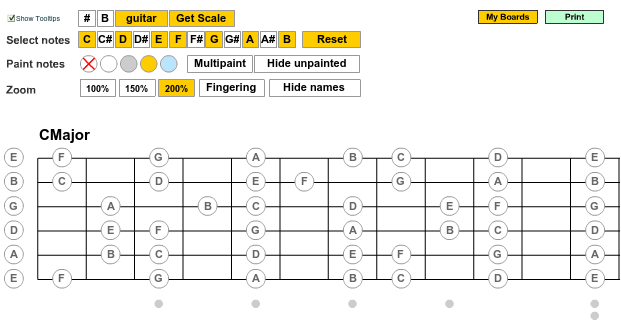 Diapasón Online, generar patrones de escalas | Guitarra Desafinados