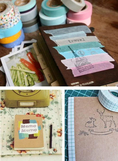 Diarios y cuadernos decorados con washi tape #