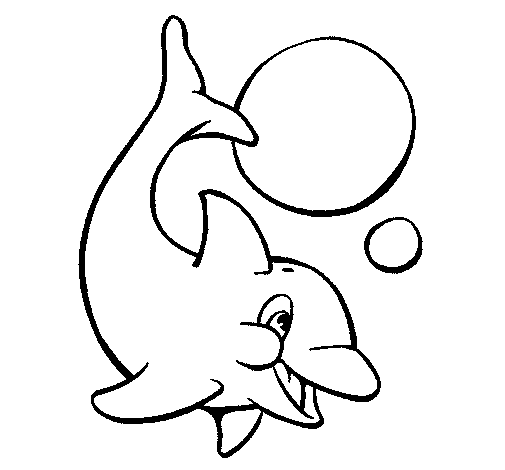 Dibuix de Dofí jugant amb una pilota per Pintar on-line - Dibuixos.cat