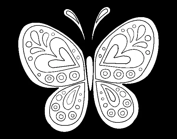 Dibuix de Mandala papallona per Pintar on-line - Dibuixos.cat