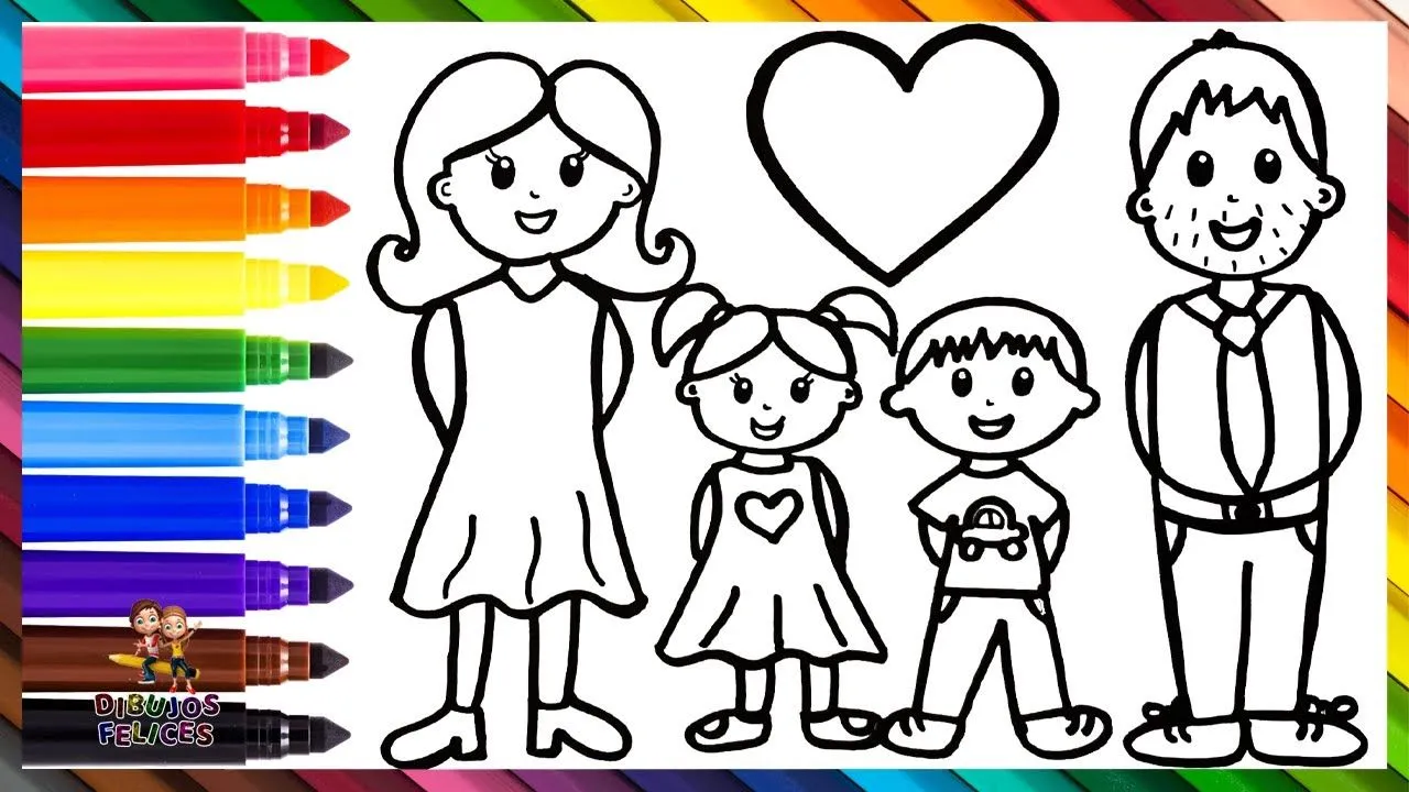 Dibuja y Colorea Una Familia 