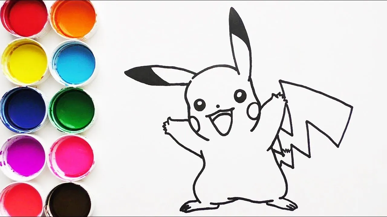 Dibuja y Colorea Pikachu de Pokemon - Dibujos Para Niños - Learn Colors /  FunKeep - YouTube