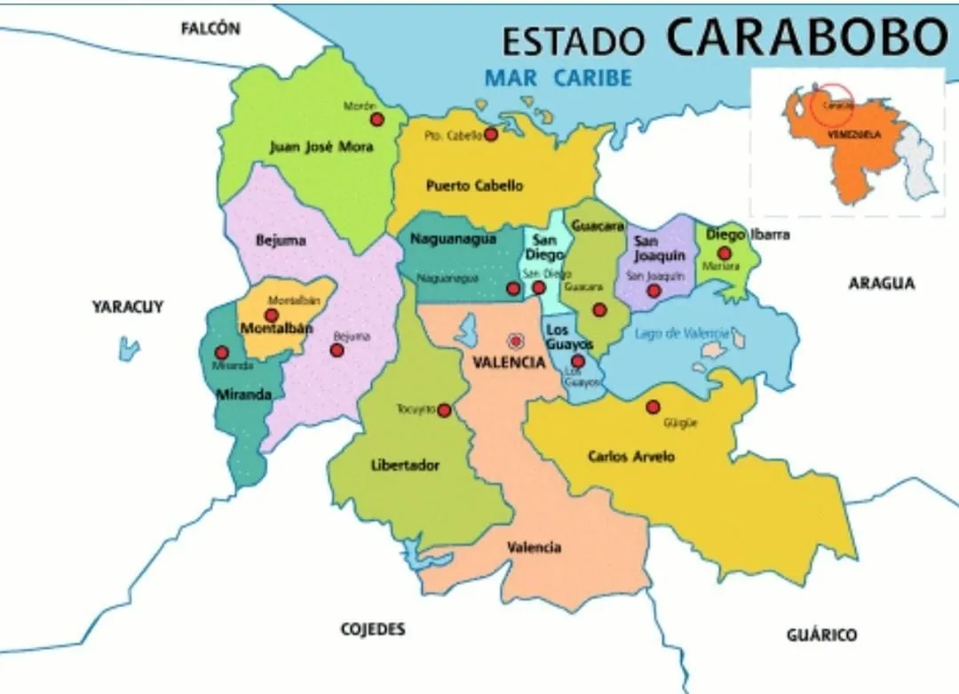 Dibuja el mapa del Estado Carabobo con sus respectivos límites y  municipios. porfa ayudenme - Brainly.lat