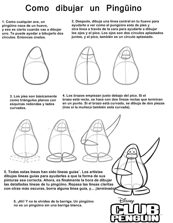 como dibujar pinguinos de club penguin | trucos de club penguin