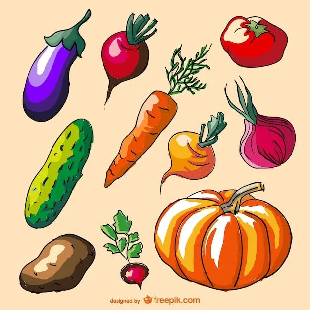 Dibujos a color de verduras | Descargar Vectores gratis