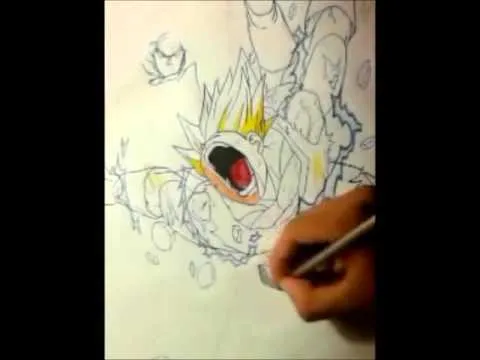 Dibujando a: Goku ssj2 vs majin vegeta - YouTube