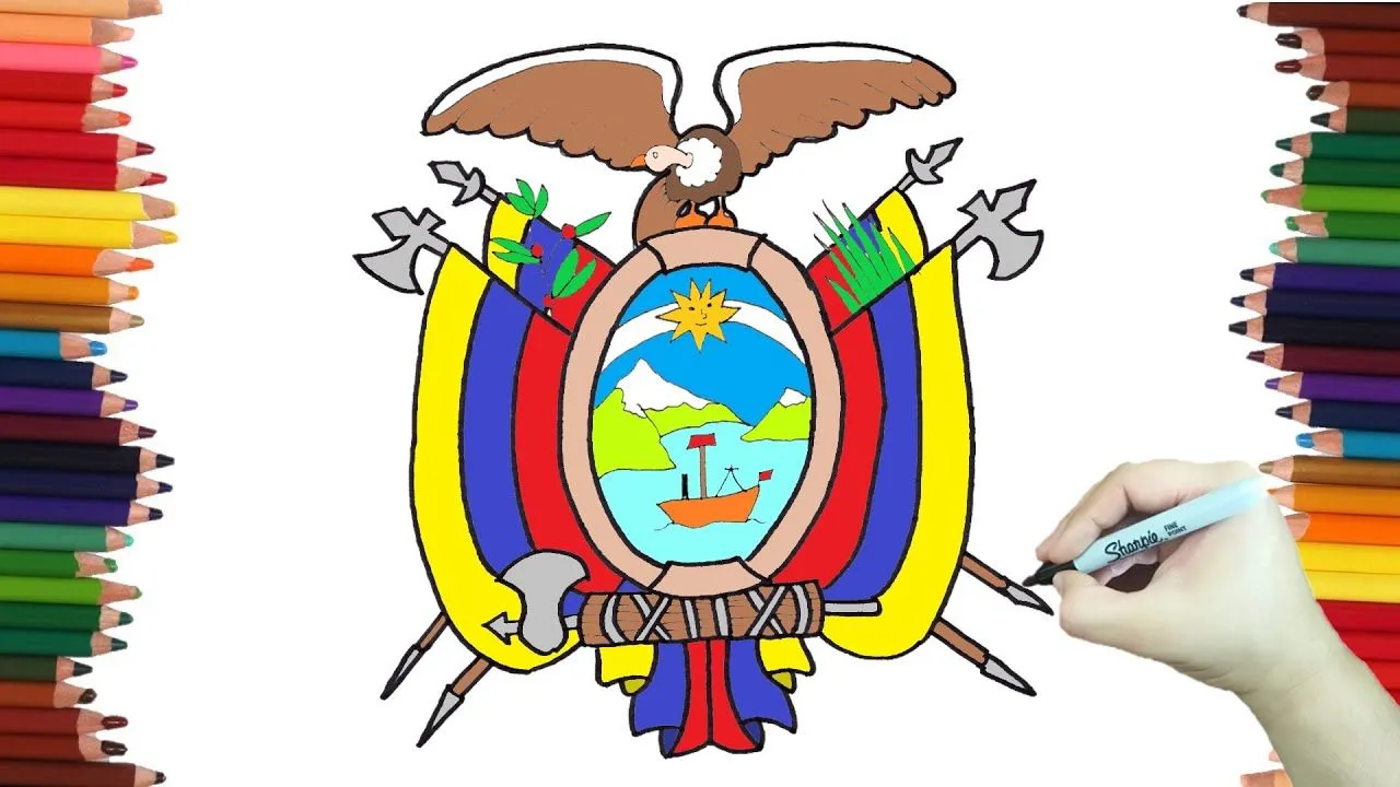 Dibujando El Escudo de Ecuador paso a paso y muy facil - Speed Drawing -  YouTube