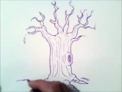 como dibujar un arbol sin hojas paso a paso | como dibujar un ...