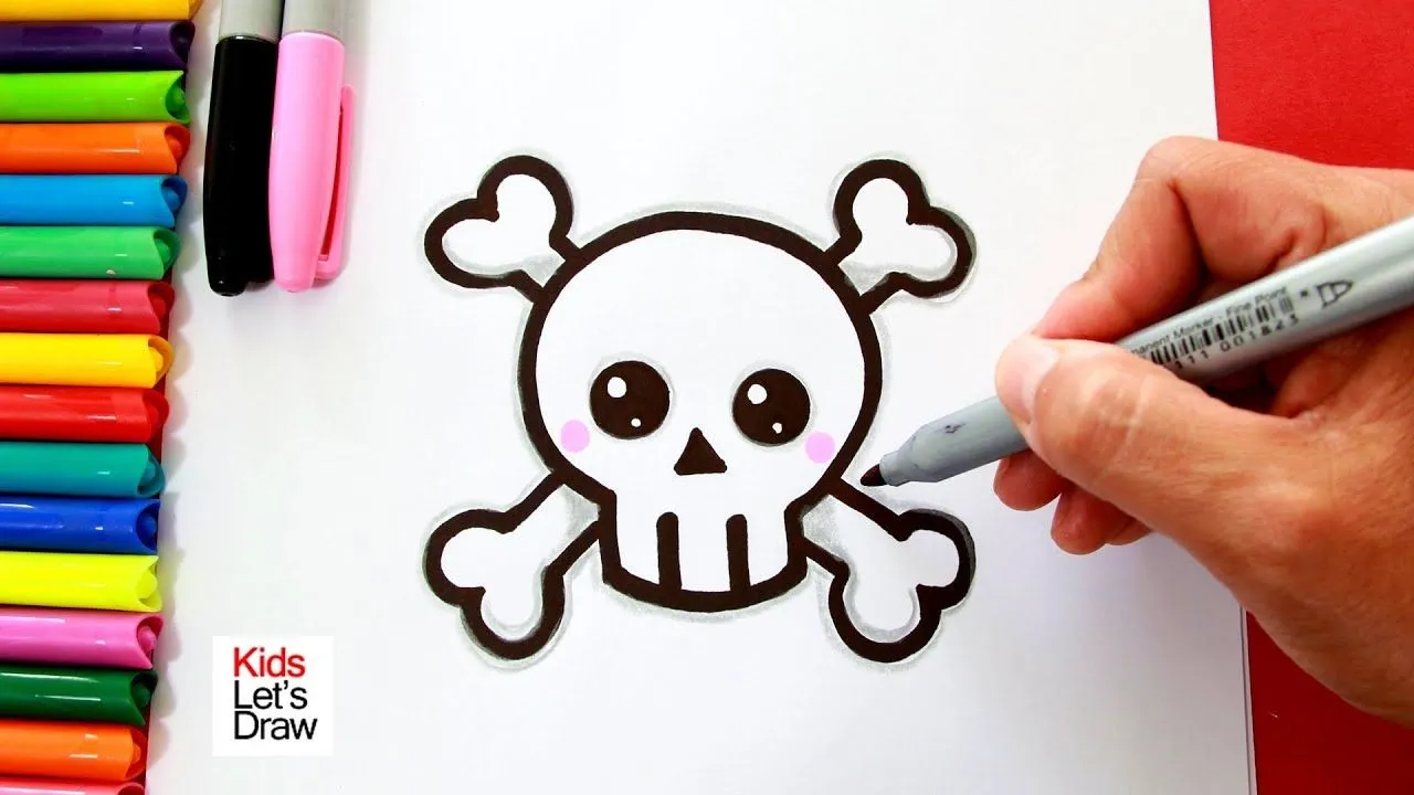 Cómo dibujar una Calavera Kawaii (Símbolo de Muerte) | How to Draw a Cute  Skull - YouTube