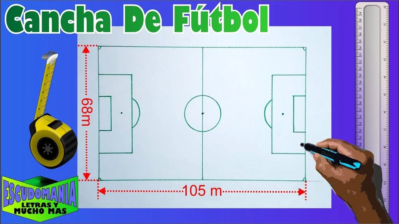 Cómo dibujar una cancha de Fútbol a escala 1:50 en Tamaño carta - YouTube