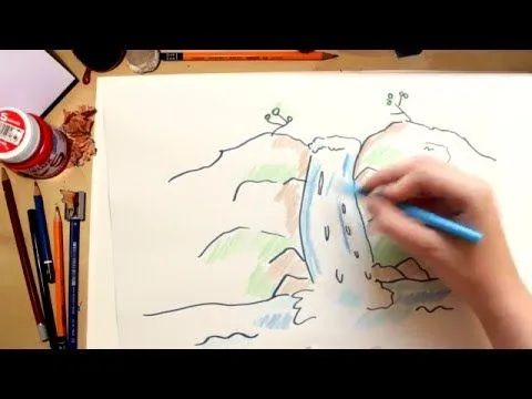 Como dibujar una cascada - dibujos para niños - YouTube