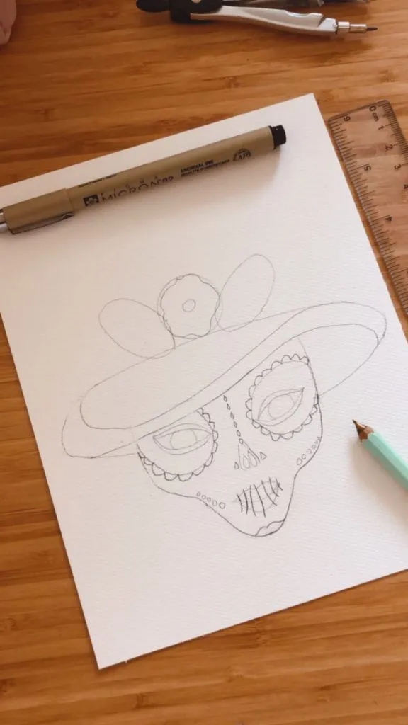 Cómo dibujar una catrina mexicana en 5 pasos | Violeta Lujan