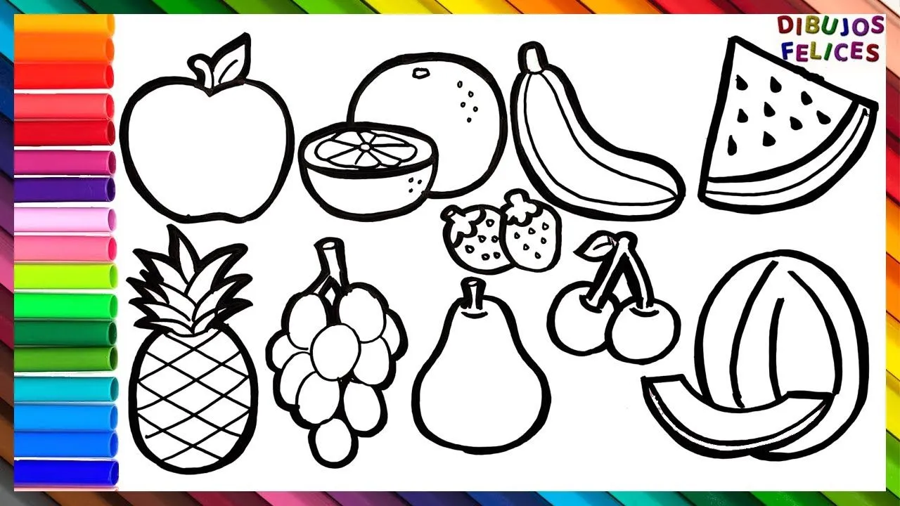 Cómo Dibujar y Colorear 10 Frutas 