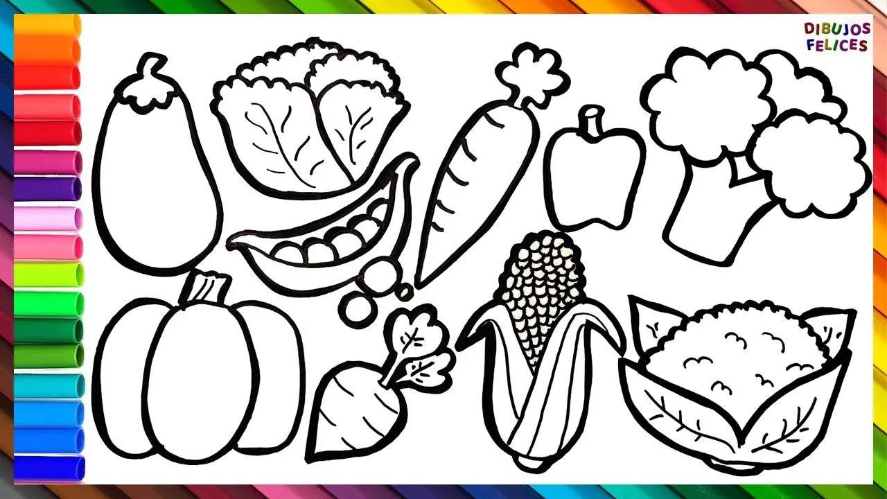 Cómo Dibujar y Colorear 10 Vegetales 