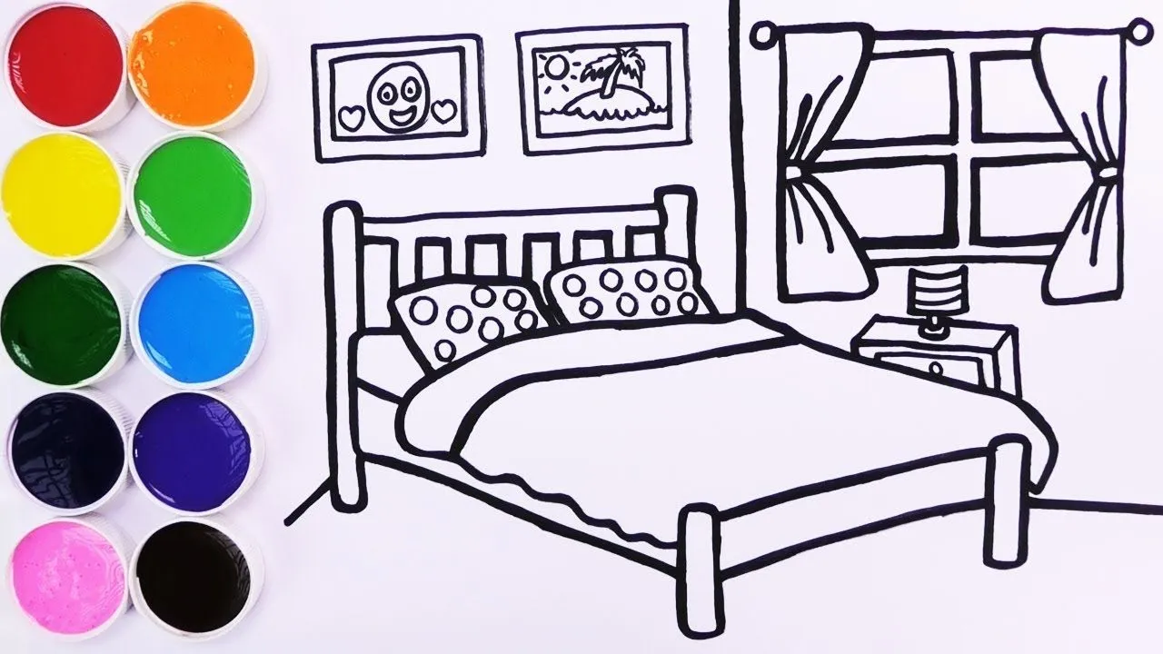 Como Dibujar y Colorear Dormitorio de Colores - How To Draw Bedroom For  Kids / FunKeep - YouTube